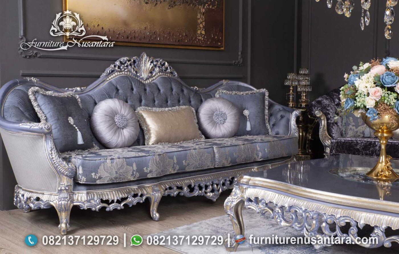 Sofa Klasik Mewah Modern Abu ABu Terbaik ST-43, Furniture Nusantara