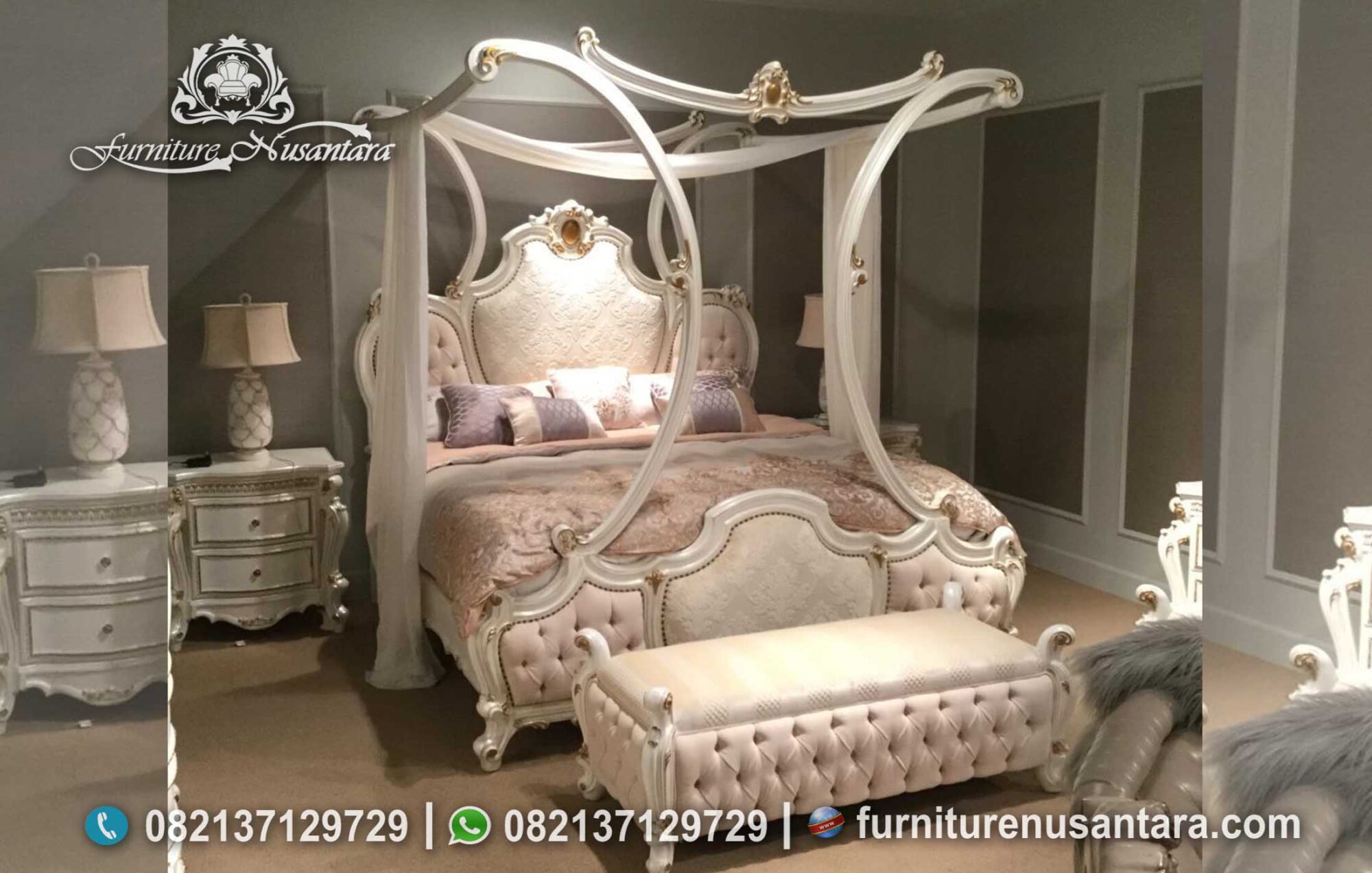 Set Tempat Tidur Pearl Canopy Mewah KS-161, Furniture Nusantara