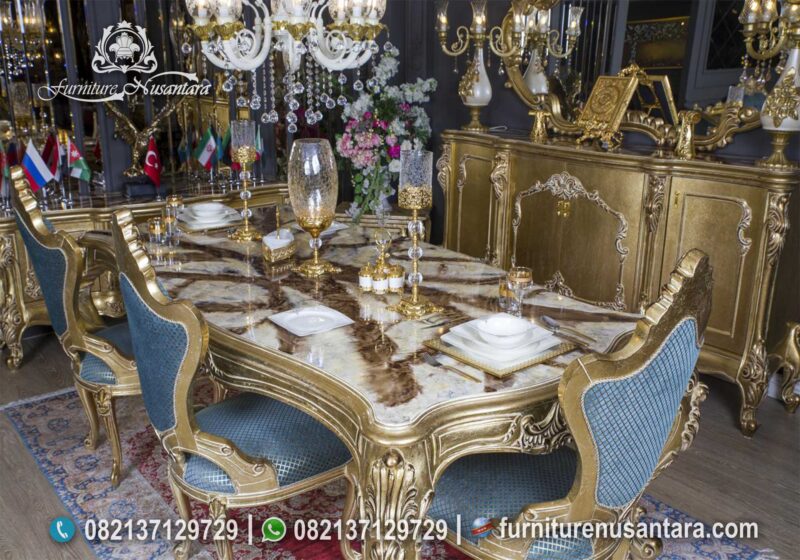 Jual Set Meja Makan Gold Timur Tengah MM-27, Furniture Nusantara