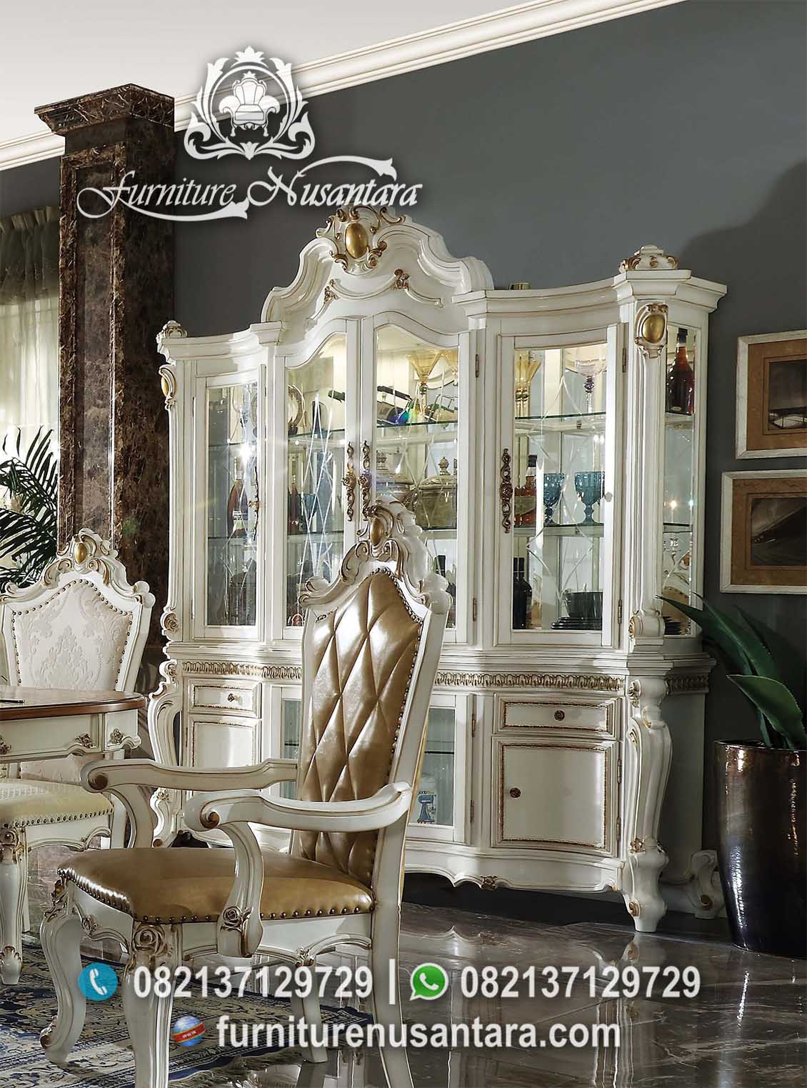 Cantik Lemari Pajangan Putih Mewah LP-04, Furniture Nusantara