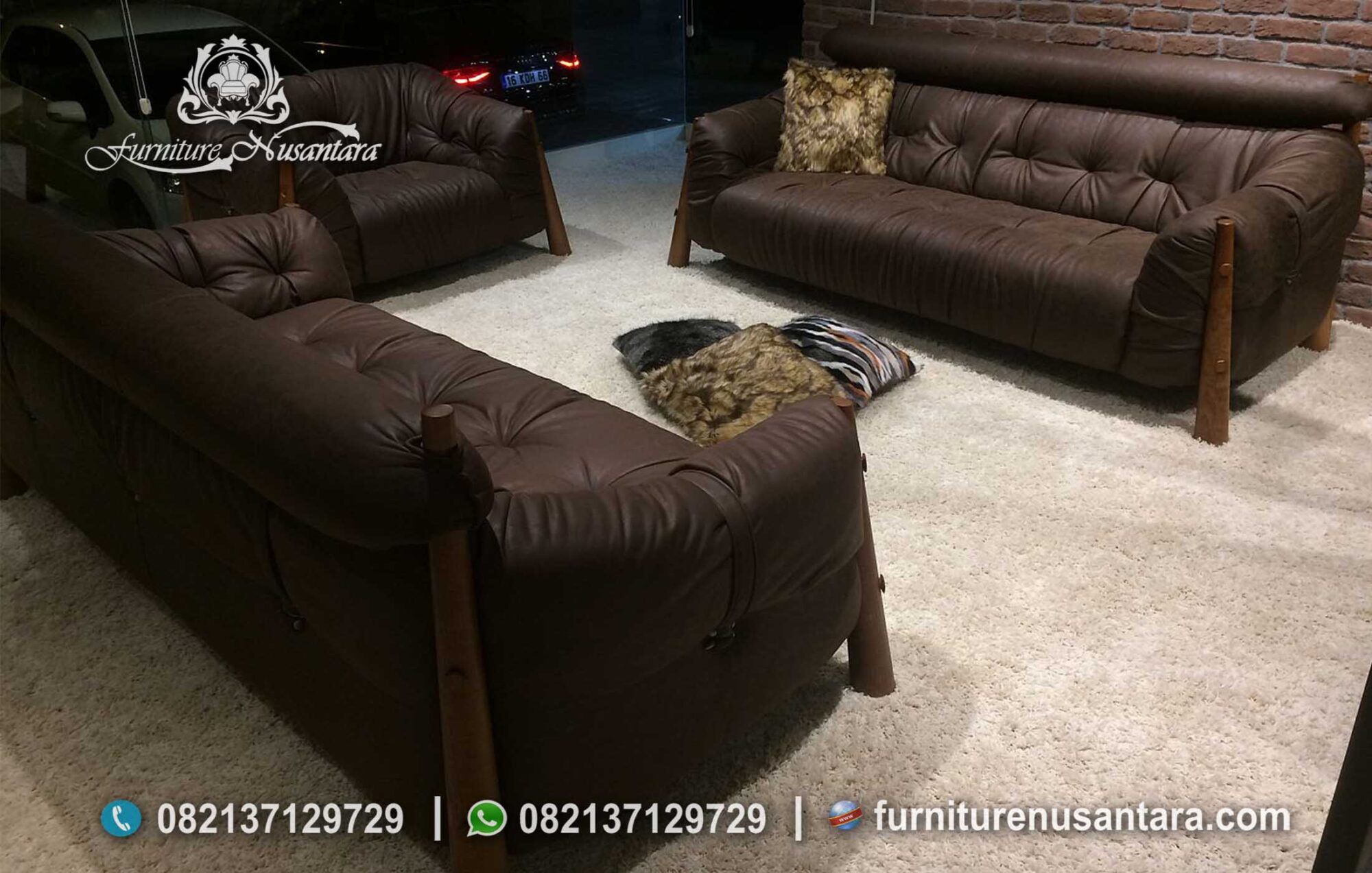 Sofa Tamu Sederhana Warna Coklat ST-64, Furniture Nusantara