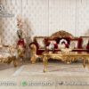 Best Sofa Warna Merah Ukiran Emas ST-58, Furniture Nusantara