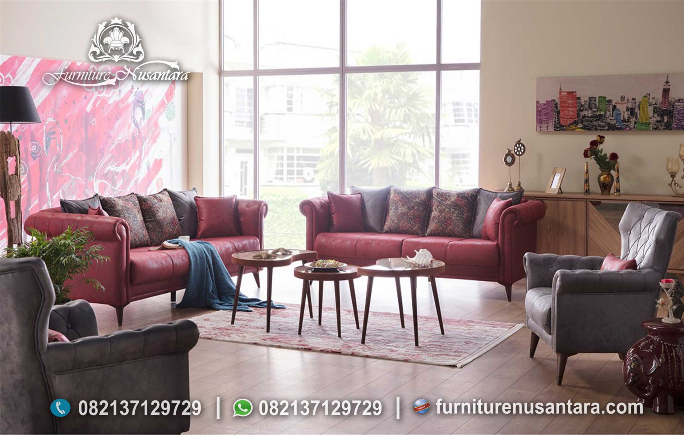 Sofa Minimalis Warna Pink Modern ST-70, Furniture Nusantara
