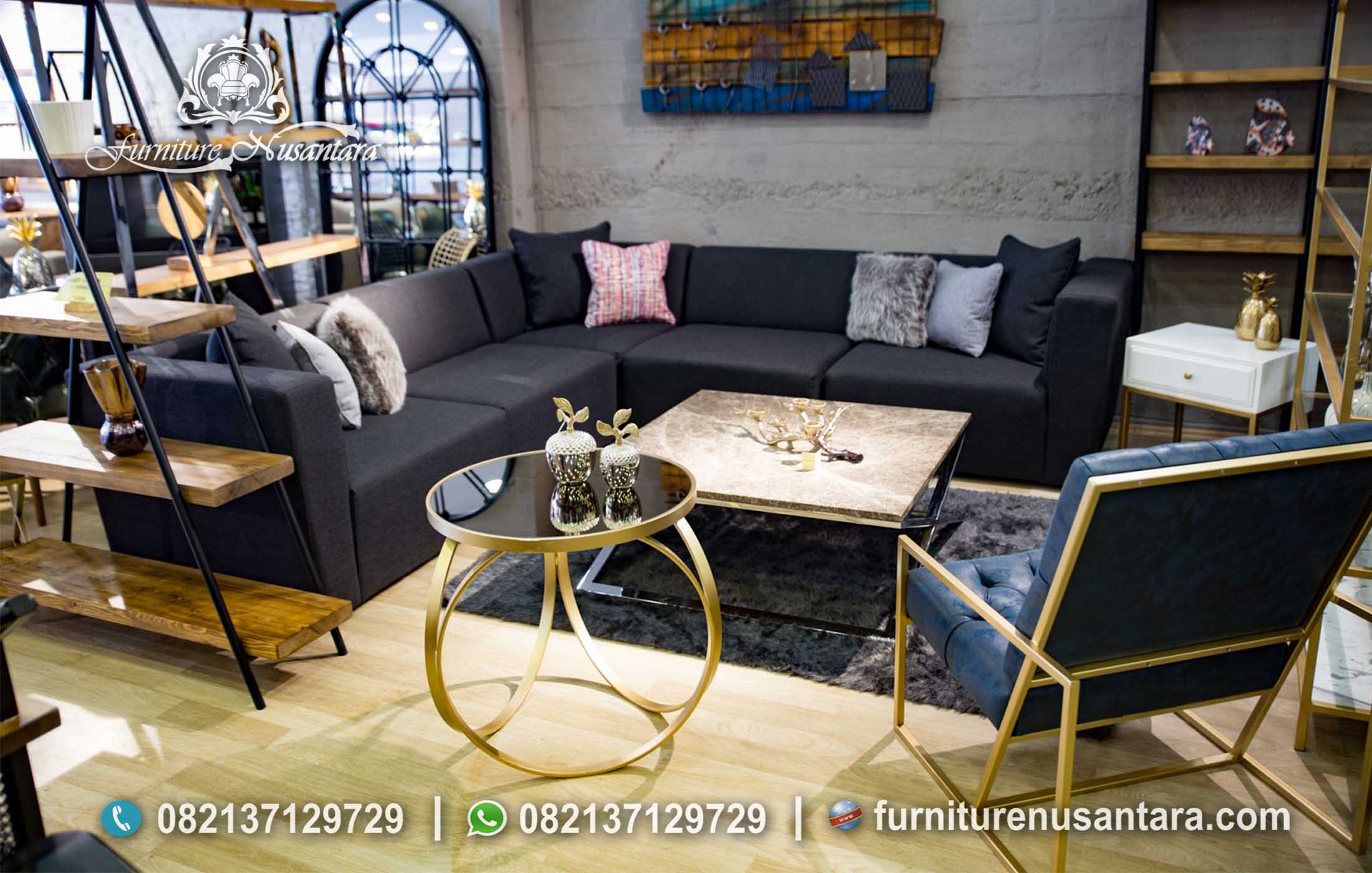 Jual Sofa L Minimalis Rangka Stainless ST-74, Furniture Nusantara
