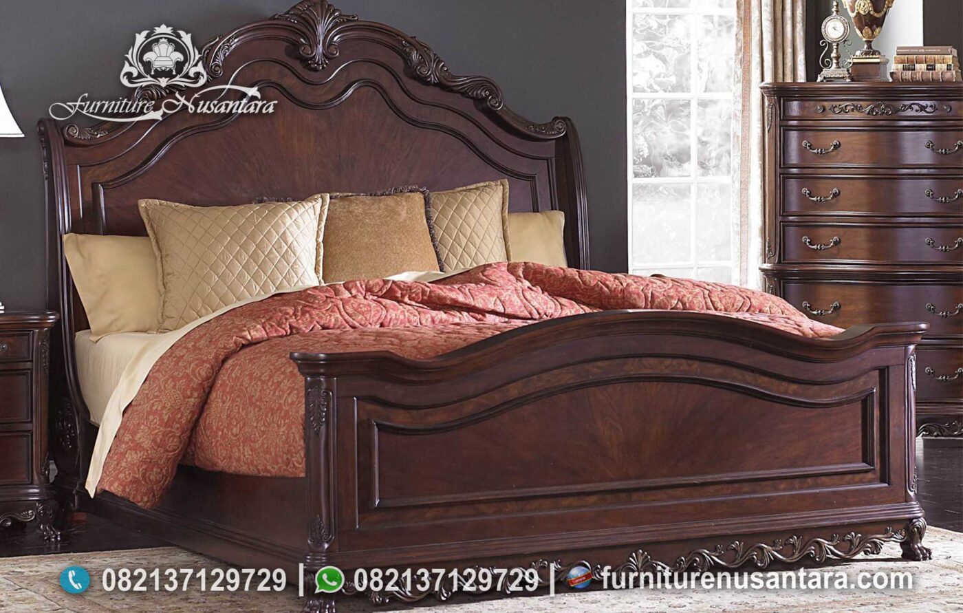 Jual Tempat Tidur Klasik Minimalis Kayu Jati KS-242, Furniture Nusantara
