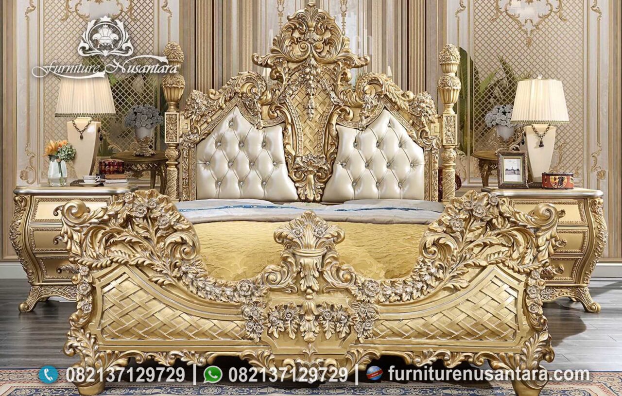 Tempat Tidur Luxury Gold Leaf Terbaik KS-245, Furniture Nusantara