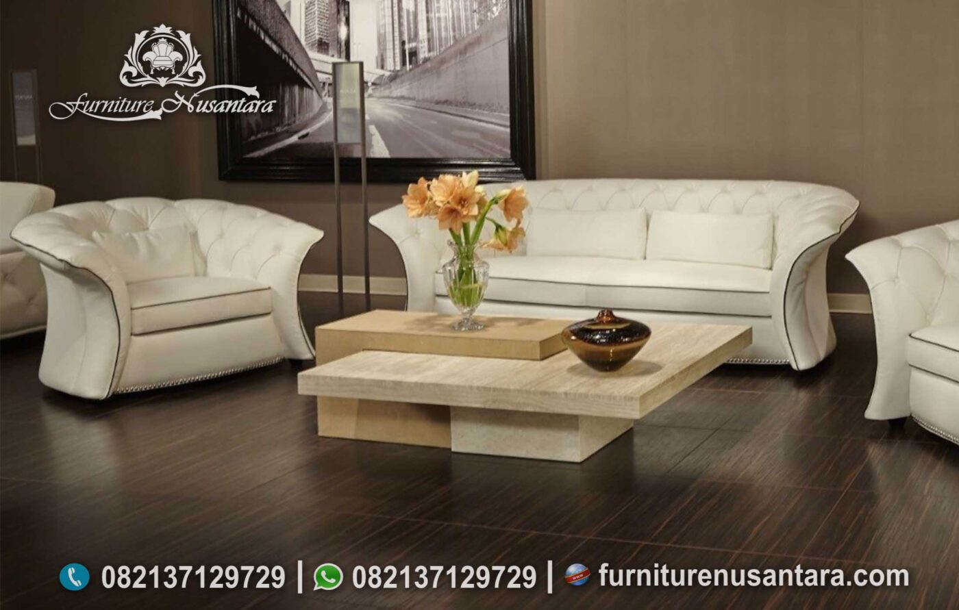 Sofa Tamu Minimalis Simple Warna Putih ST-93, Furniture Nusantara