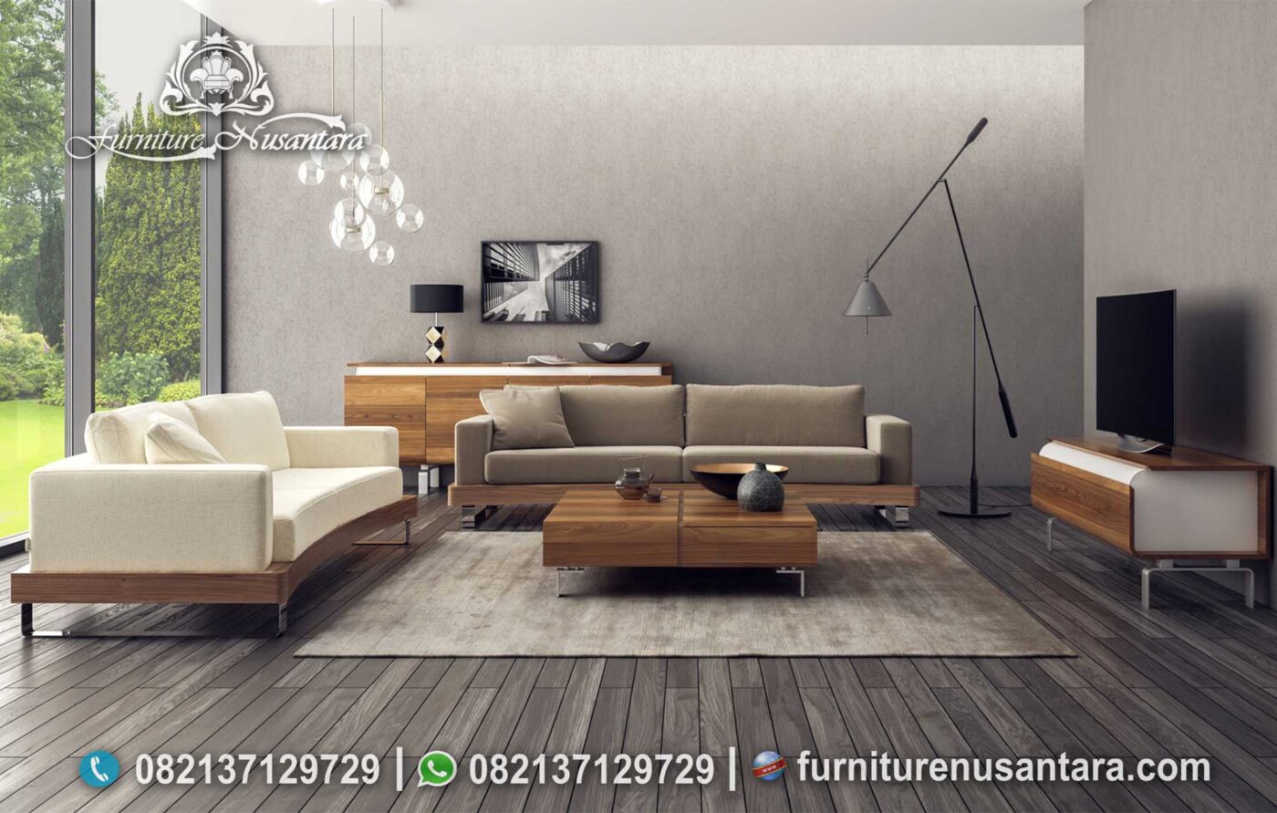 Sofa Minimalis Modern Rangka Kayu Natural ST-113, Furniture Nusantara