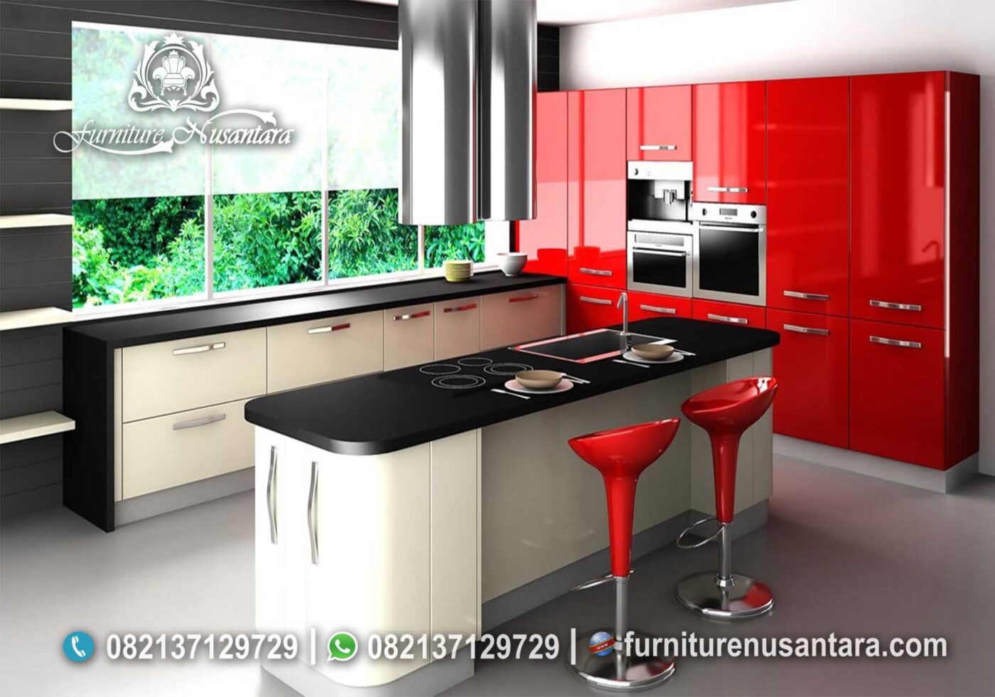 Desain Kitchen Set Duco Gloss Merah KC-40