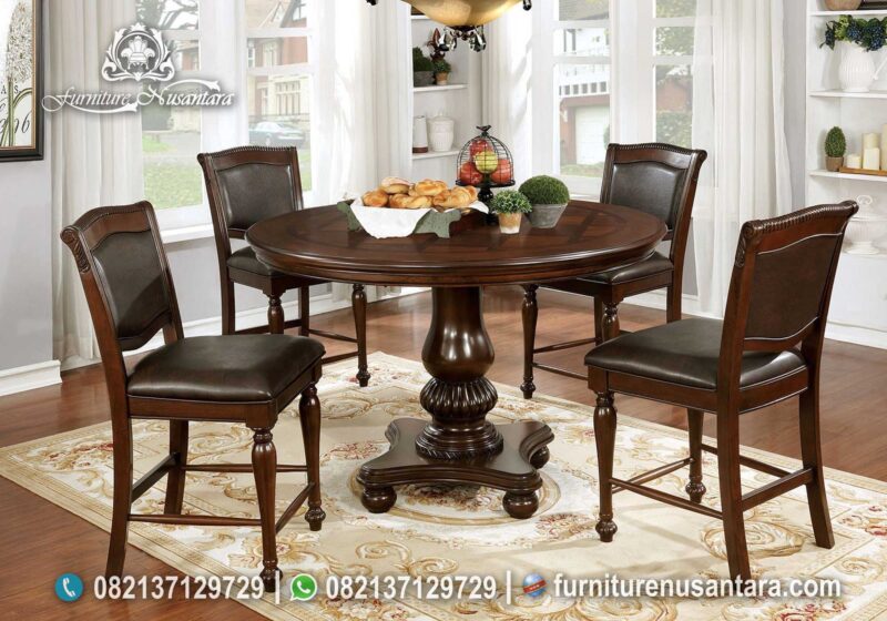 Jual Set Meja Makan Kayu Minimalis Solid dan Pilihan Chair Cushion yang Trendi MM-256 Elegan